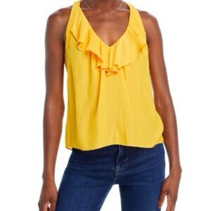 NWT SIZE S Ramy Brook Vibrant Yellow Ruffle Tank Top